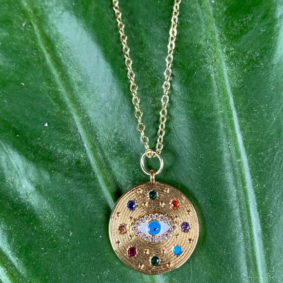 Jewels By Jas Jewelry - Circle Muti Color Evil Eye Necklace
